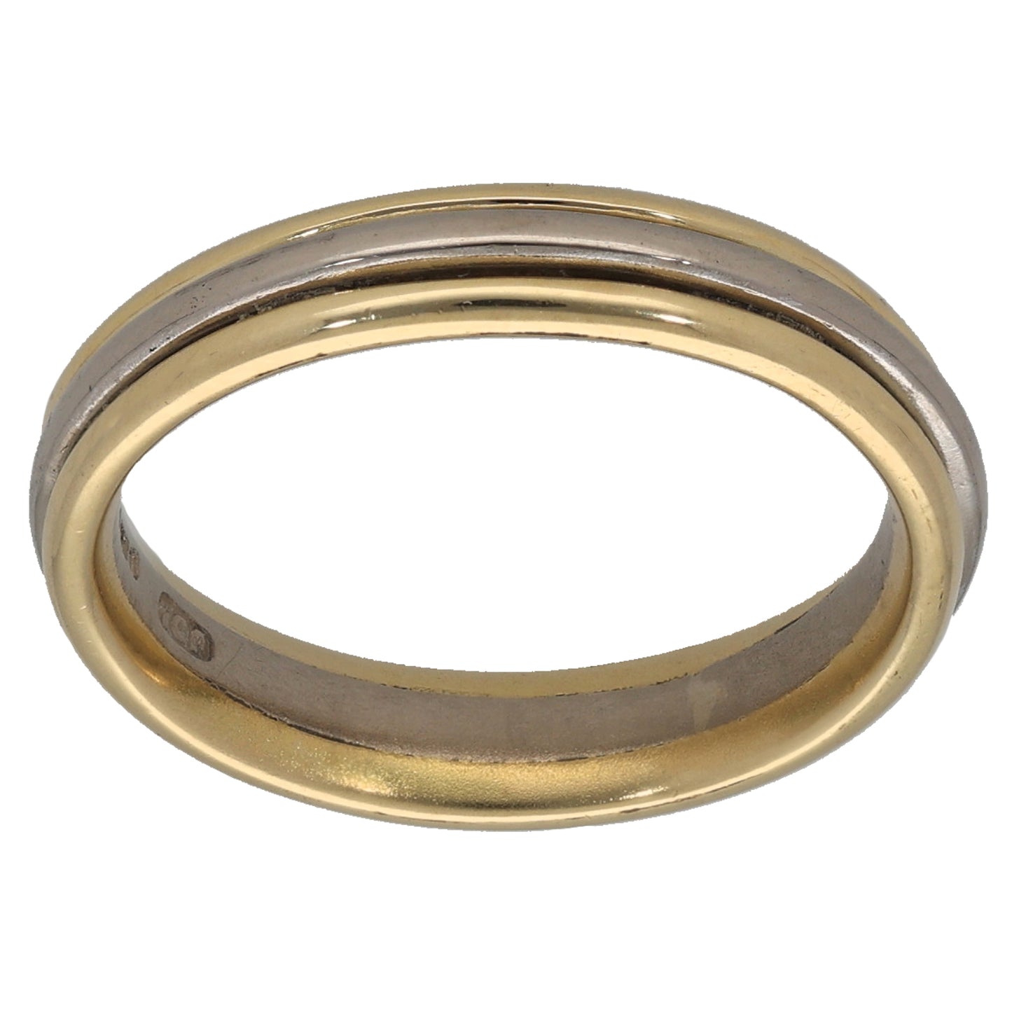18ct Bicolour Gold Patterned Wedding Ring Size K