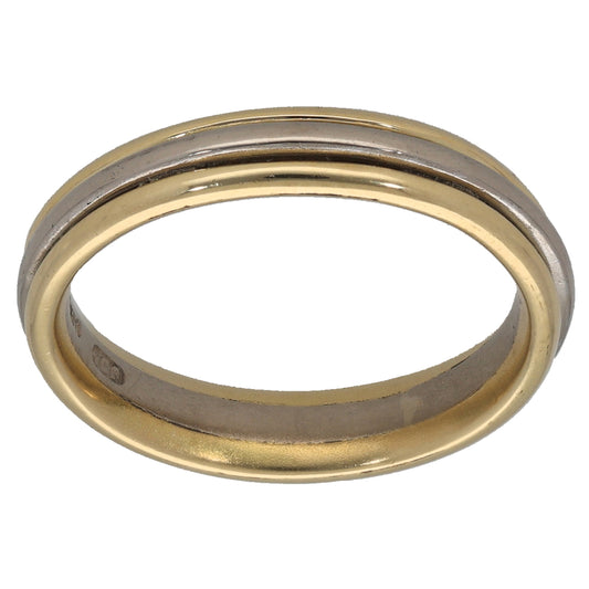 18ct Bicolour Gold Patterned Wedding Ring Size K