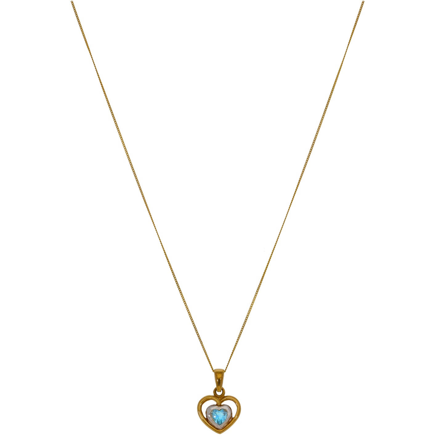 9ct Gold Topaz Heart Pendant With Chain