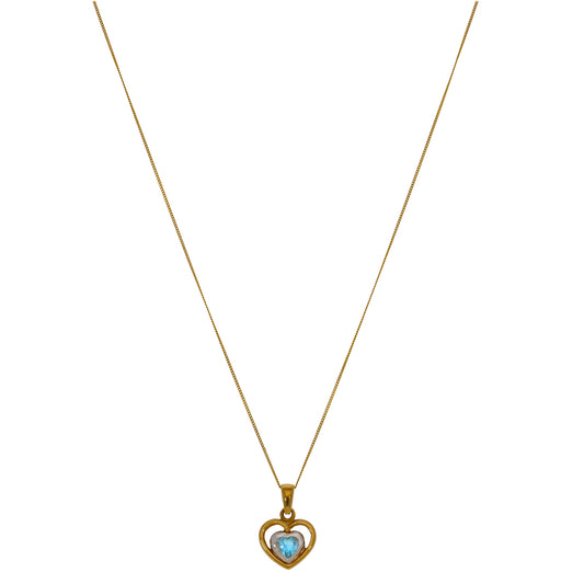 9ct Gold Topaz Heart Pendant With Chain