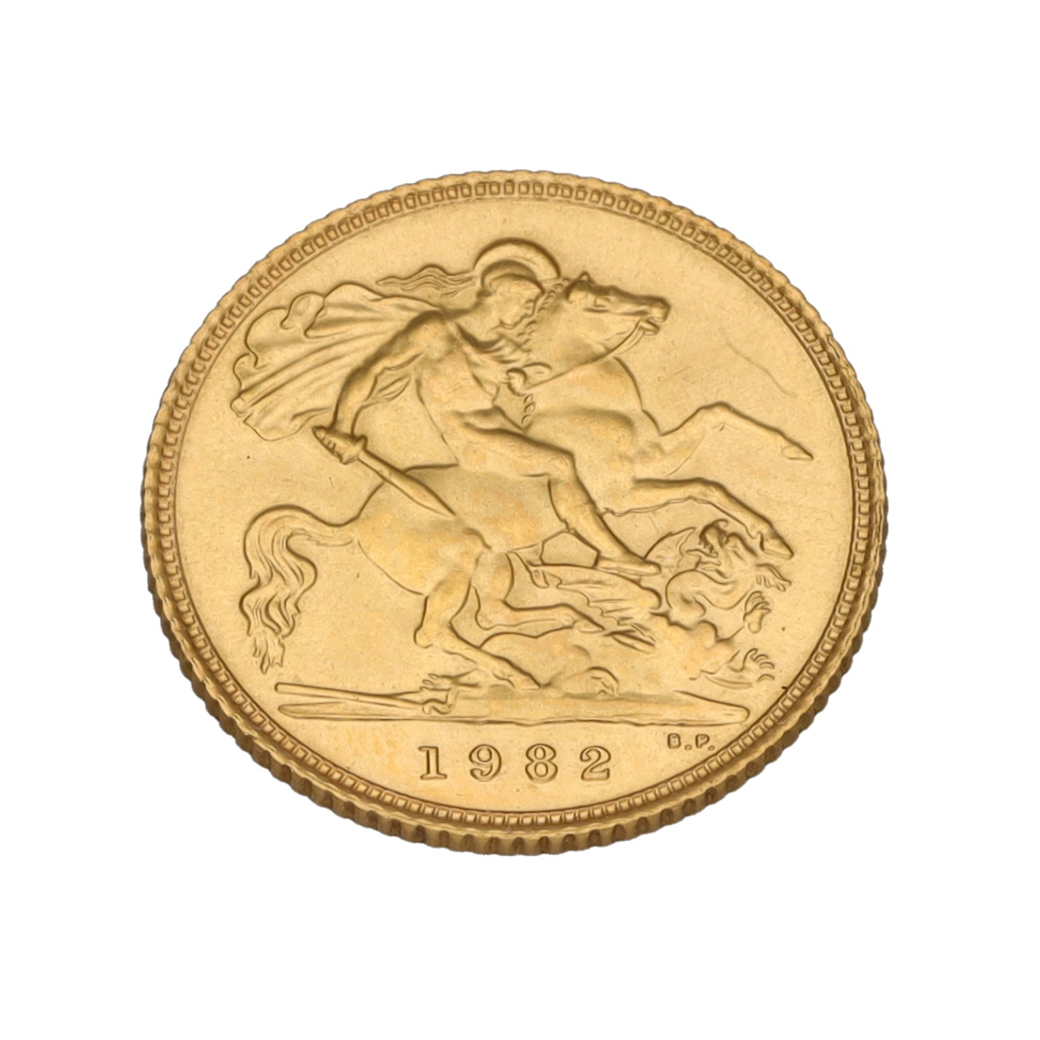 22ct Gold Queen Elizabeth II Half Sovereign Coin 1982 – H&T