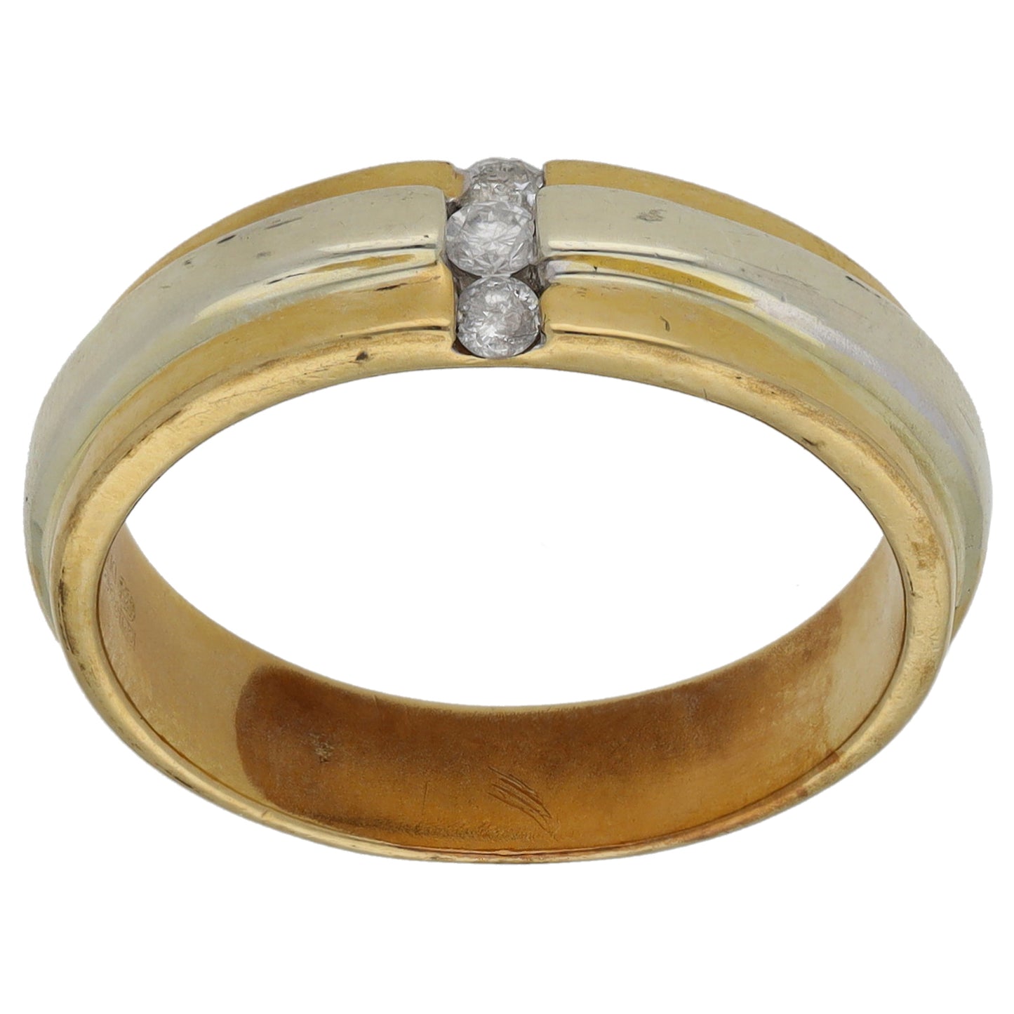 9ct Bi-Colour Gold 0.07ct Diamond Wedding Ring Size N