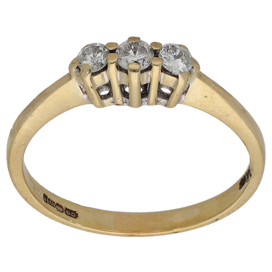 9ct Gold 0.25ct Diamond Trilogy Ring Size O