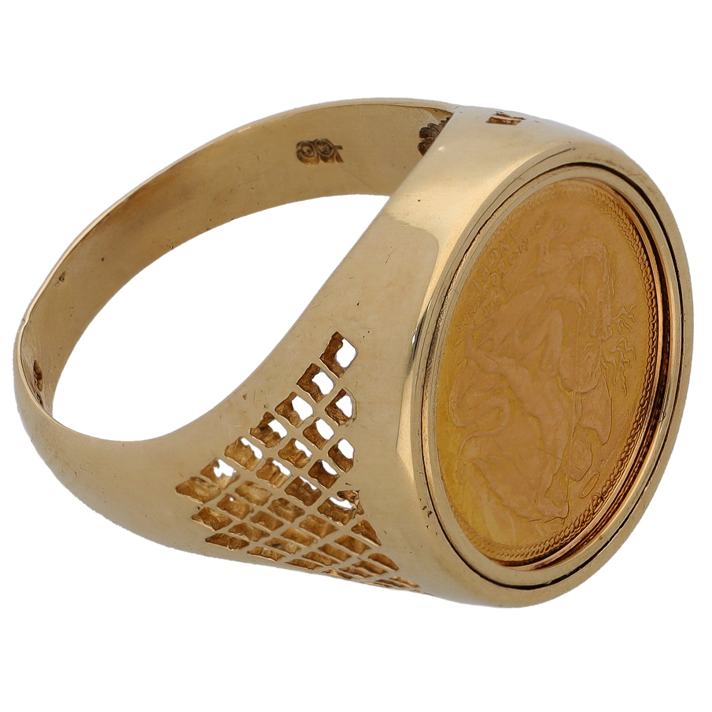 9ct Gold 1/20 OZ Isle Of Man Angel Coin Ring Size N