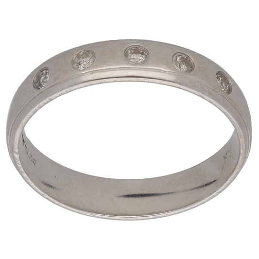 18ct White Gold 0.05ct Diamond Half Eternity Ring Size M