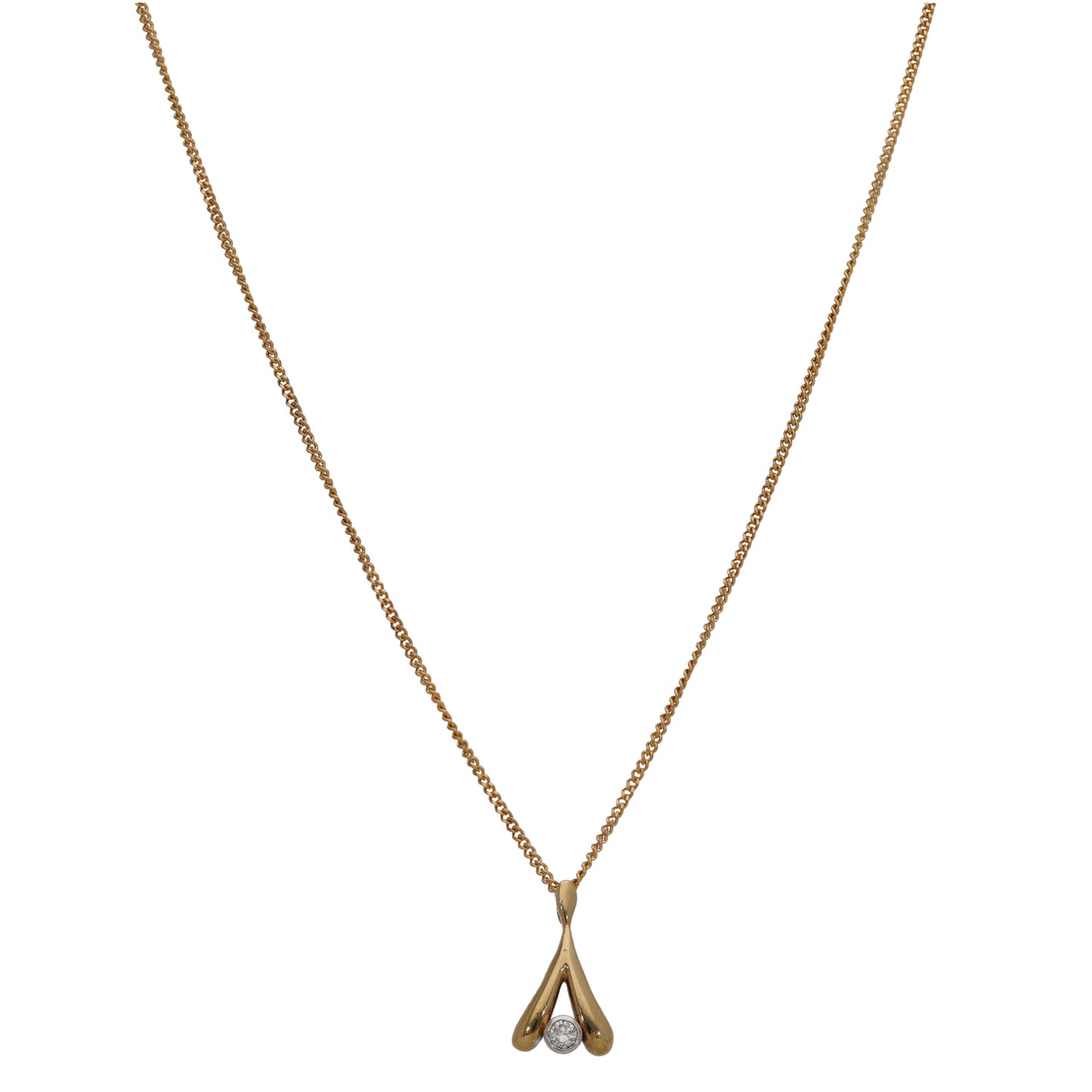 9ct Gold 0.10ct Diamond Solitaire Pendant With Chain