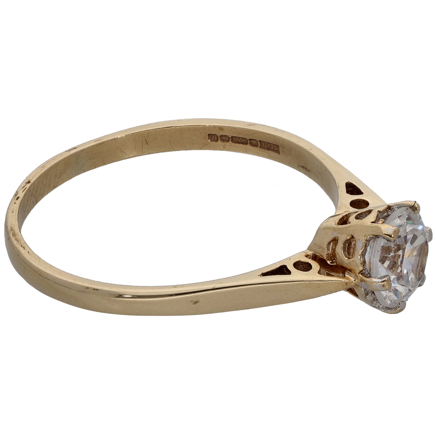 9ct Gold Cubic Zirconia Single Stone Ring Size R