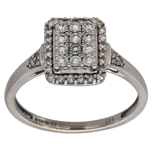 9ct White Gold 0.36ct Diamond Cluster Ring Size M