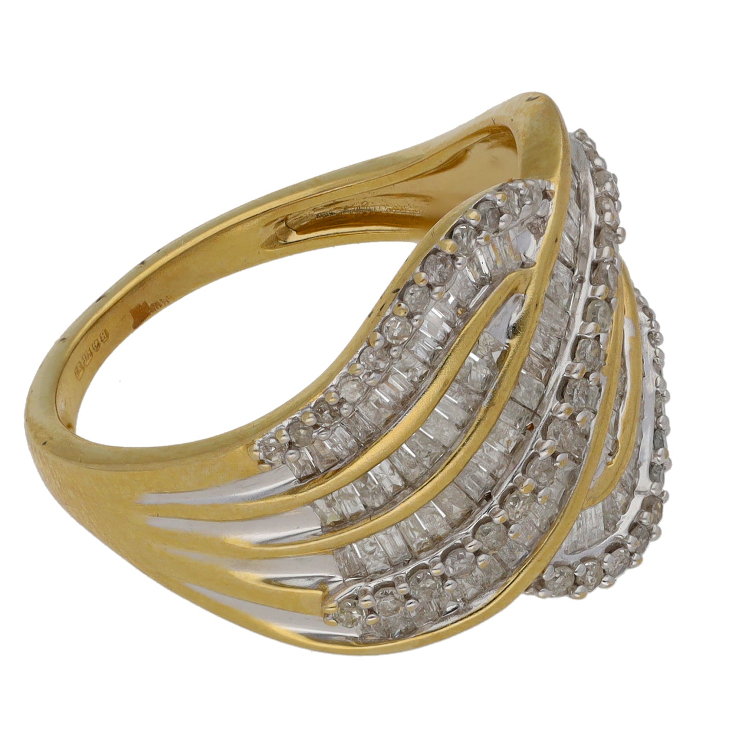 9ct Gold 1.29ct Diamond Dress/Cocktail Ring Size P