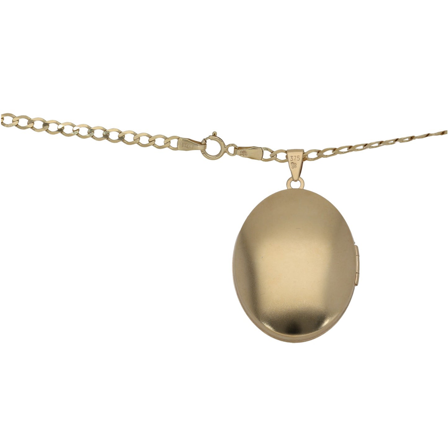 9ct Gold Patterned Locket Pendant With Chain