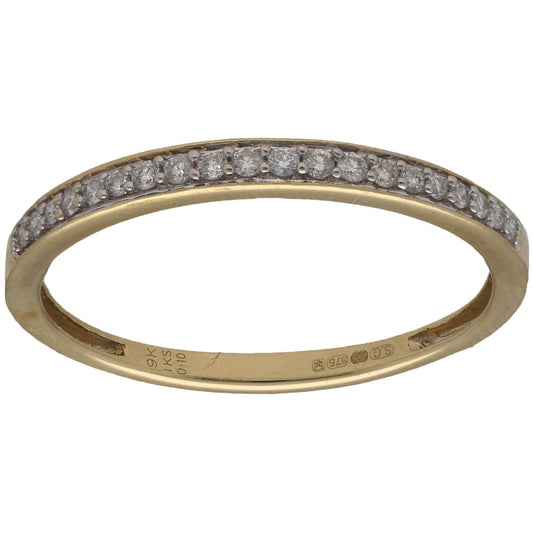 9ct Gold 0.10ct Diamond Half Eternity Ring Size O