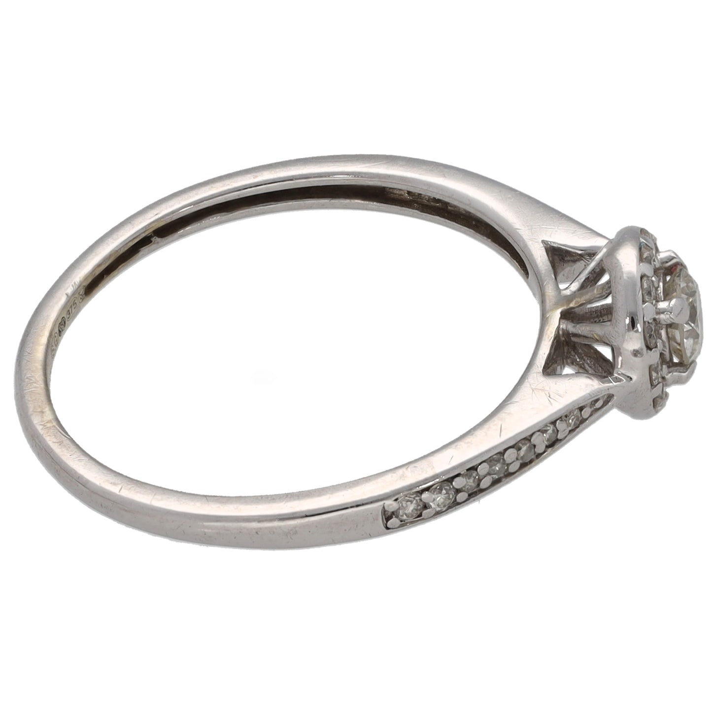 9ct White Gold 0.25ct Diamond Halo Ring Size L