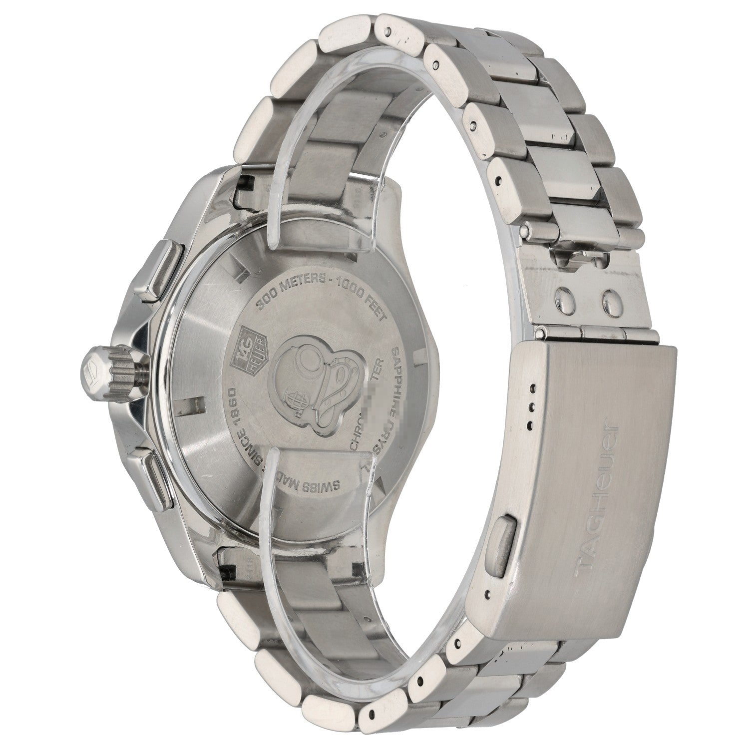 Tag Heuer Aquaracer CAF5010, black dial in 43mm stainless steel case with caseback on show