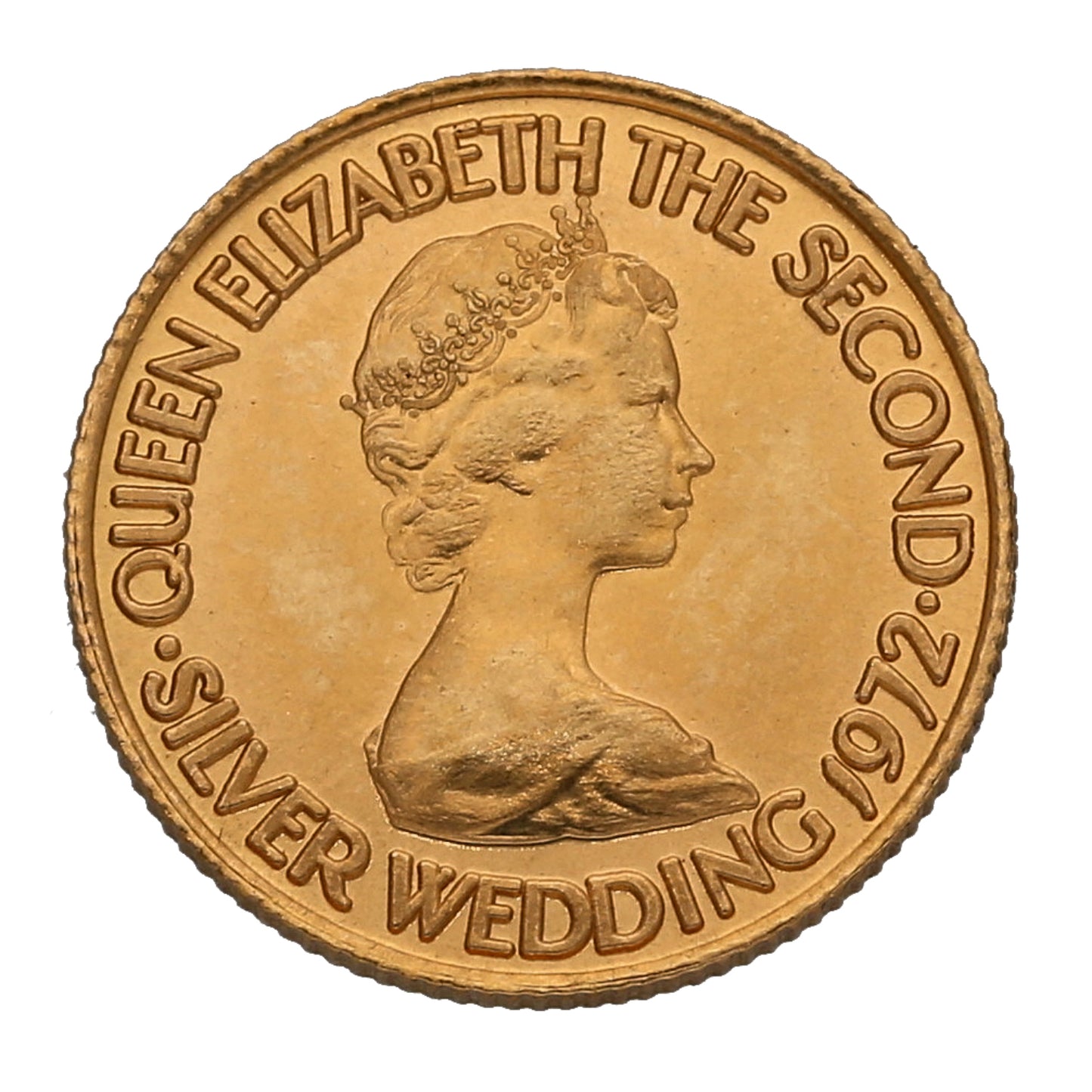 22ct Gold Queen Elizabeth II Silver Wedding Five Pounds Coin 1972