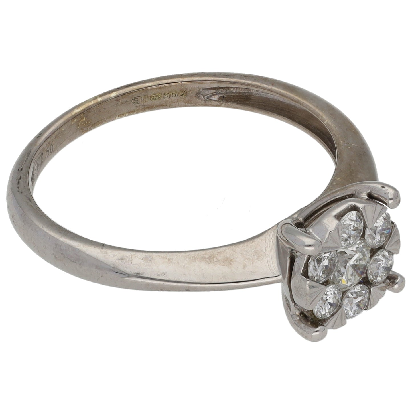 9ct White Gold 0.50ct Diamond Cluster Ring Size Q