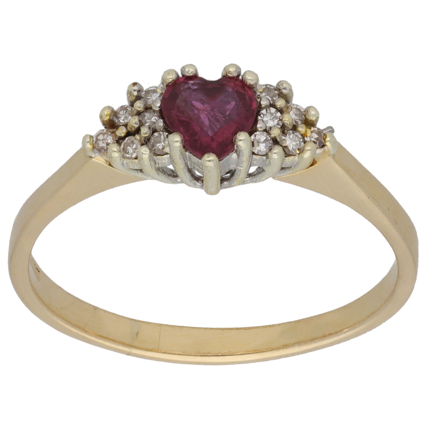 9ct Gold 0.12ct Diamond & Ruby Dress/Cocktail Ring Size Q