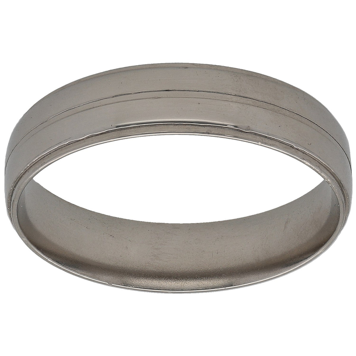 Plain platinum wedding ring with smooth, polished metal band