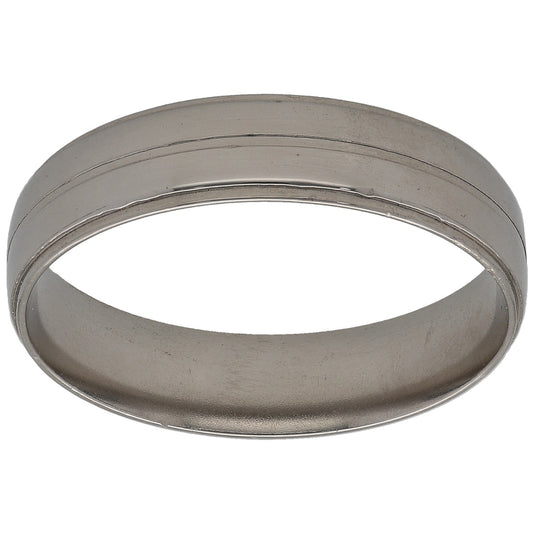 Plain platinum wedding ring with smooth, polished metal band