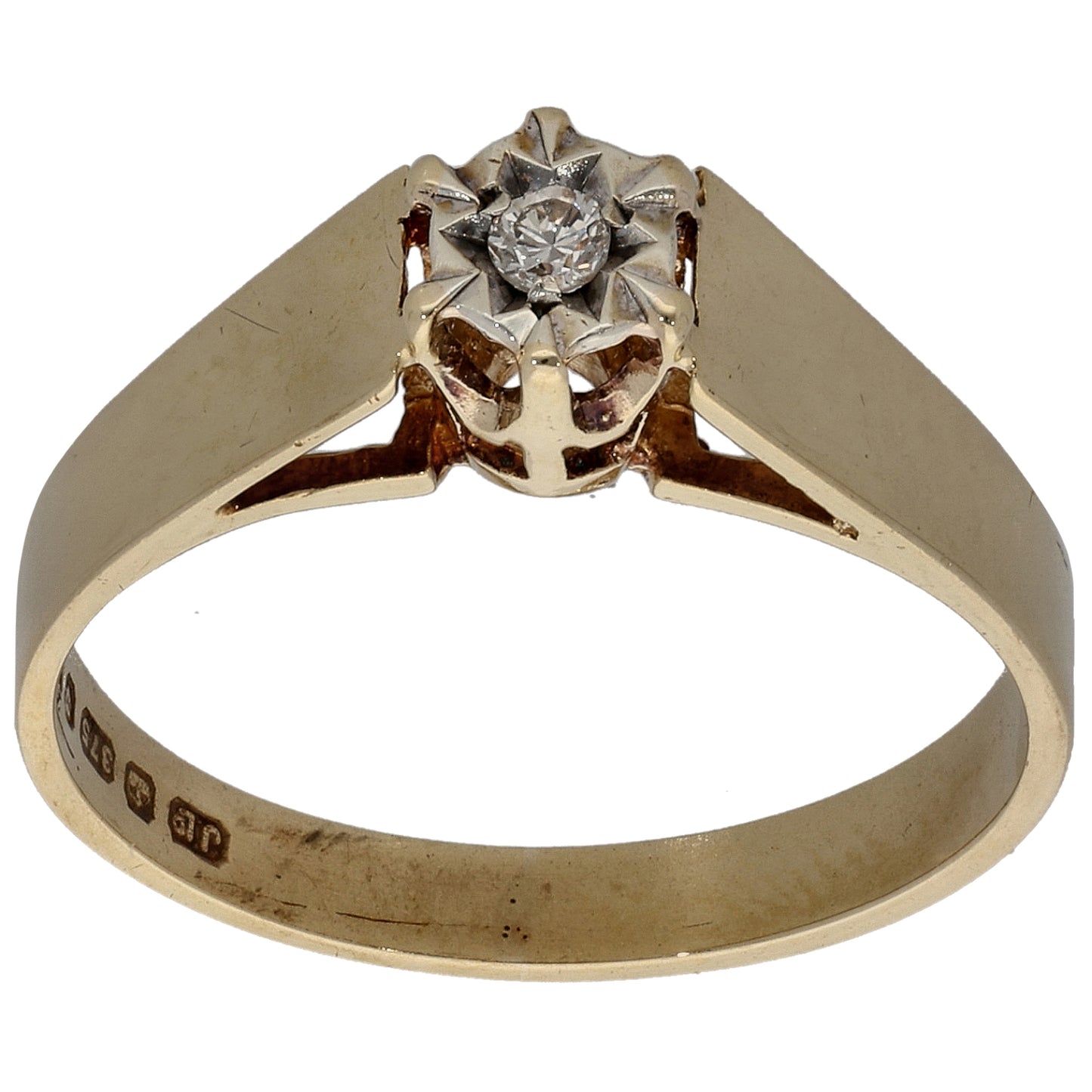 9ct Gold 0.04ct Diamond Solitaire Ring Size L