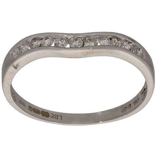 9ct White Gold 0.25ct Diamond Wishbone Ring Size R