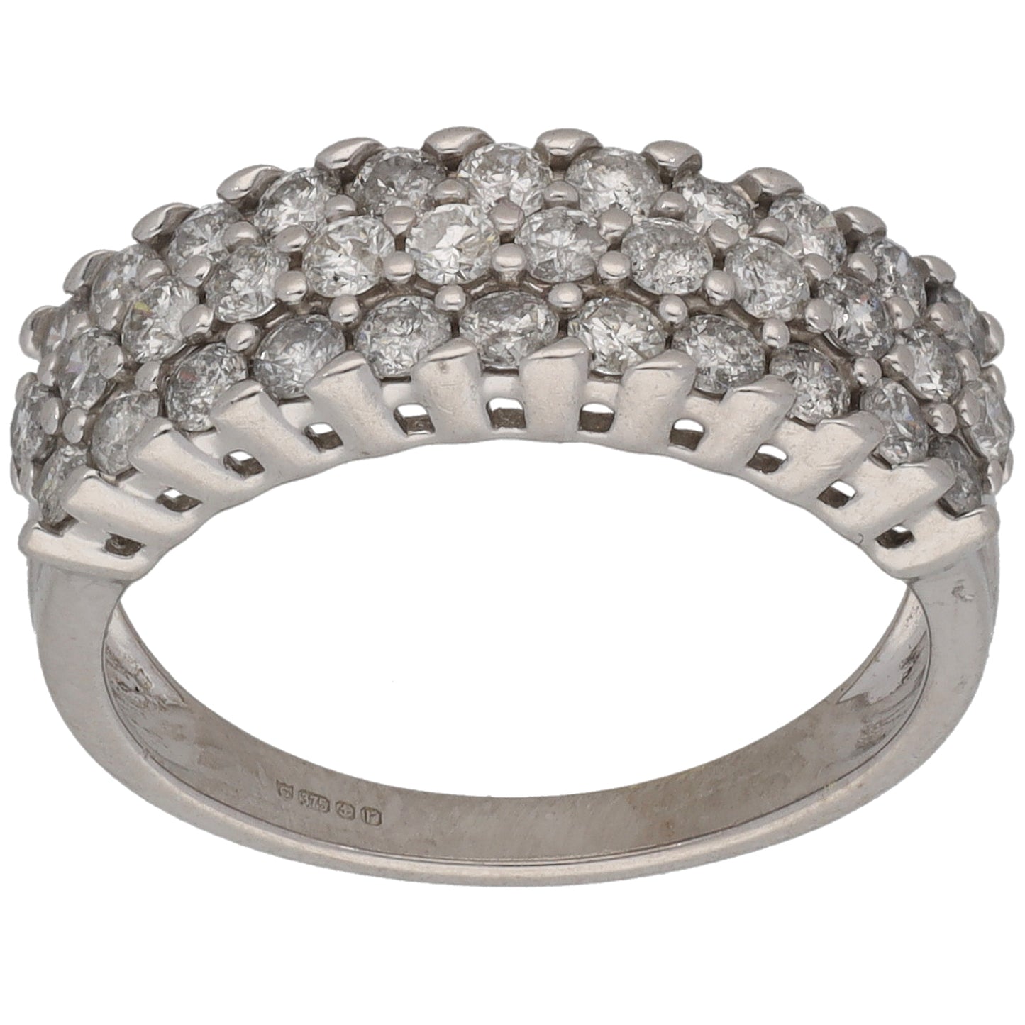9ct White Gold 1.02ct Diamond Dress/Cocktail Ring Size L