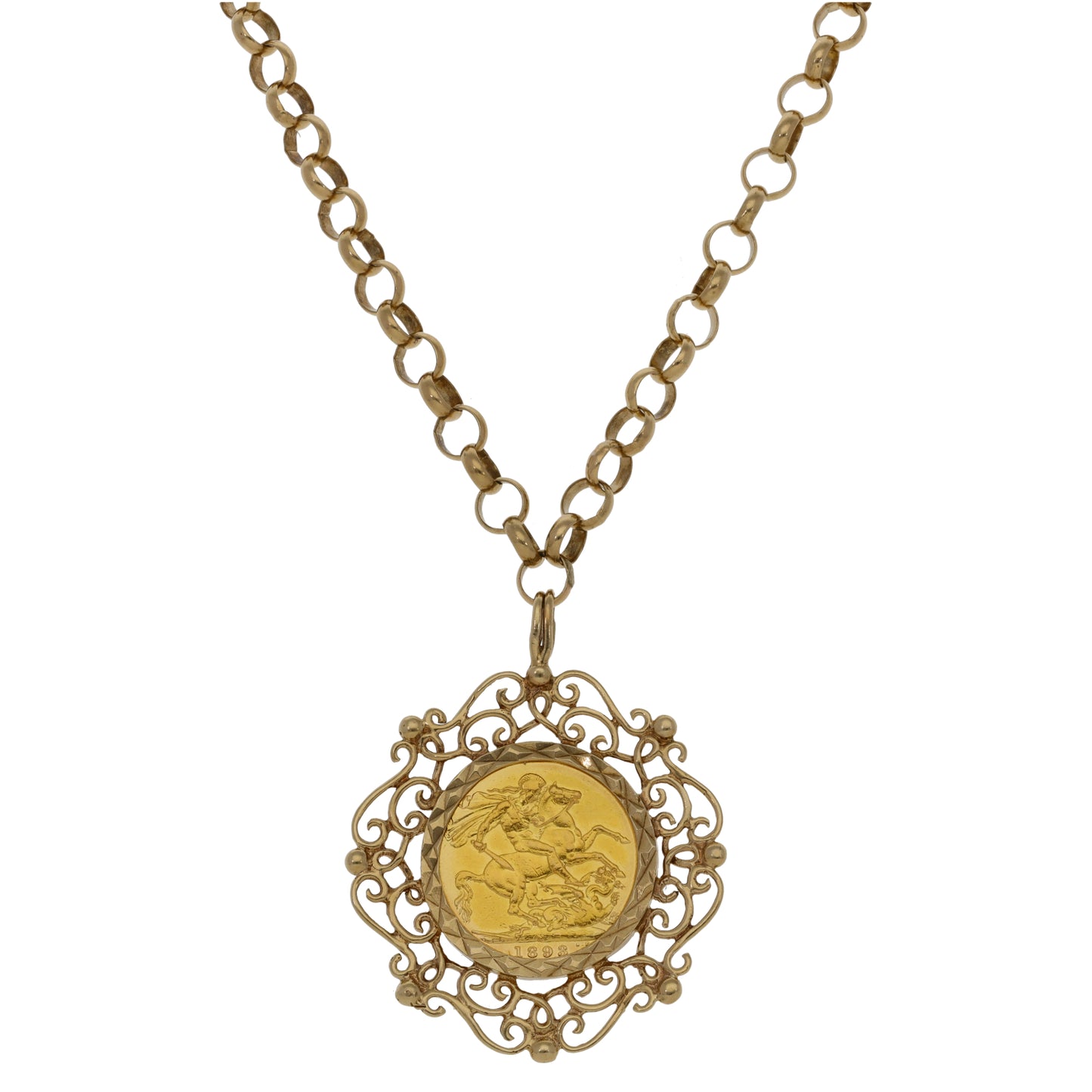 9ct Gold Full Sovereign Coin Pendant With Chain