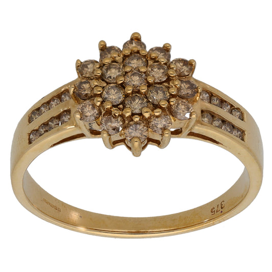 9ct Gold 0.54ct Diamond Cluster Ring Size S
