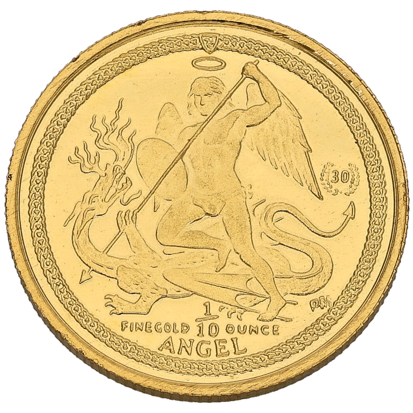 24ct Gold Isle Of Man Angel 1/10 OZ Coin 2014