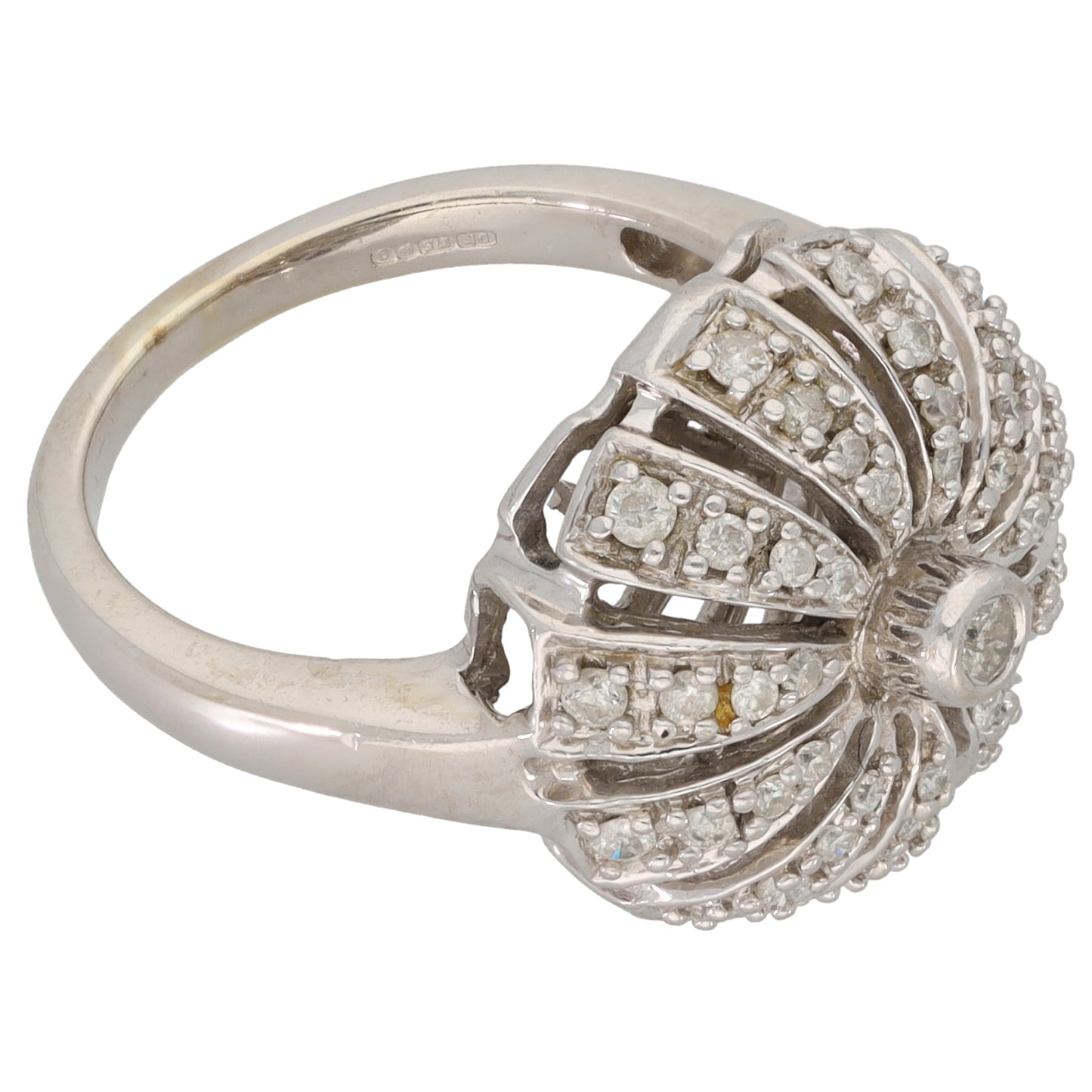 9ct White Gold 0.60ct Diamond Dress/Cocktail Ring Size N