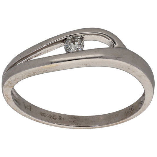 9ct Gold 0.05ct Diamond Solitaire Ring Size L
