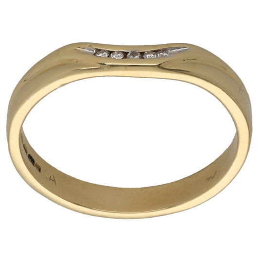 18ct Gold 0.025ct Diamond Patterned Wedding Ring Size M
