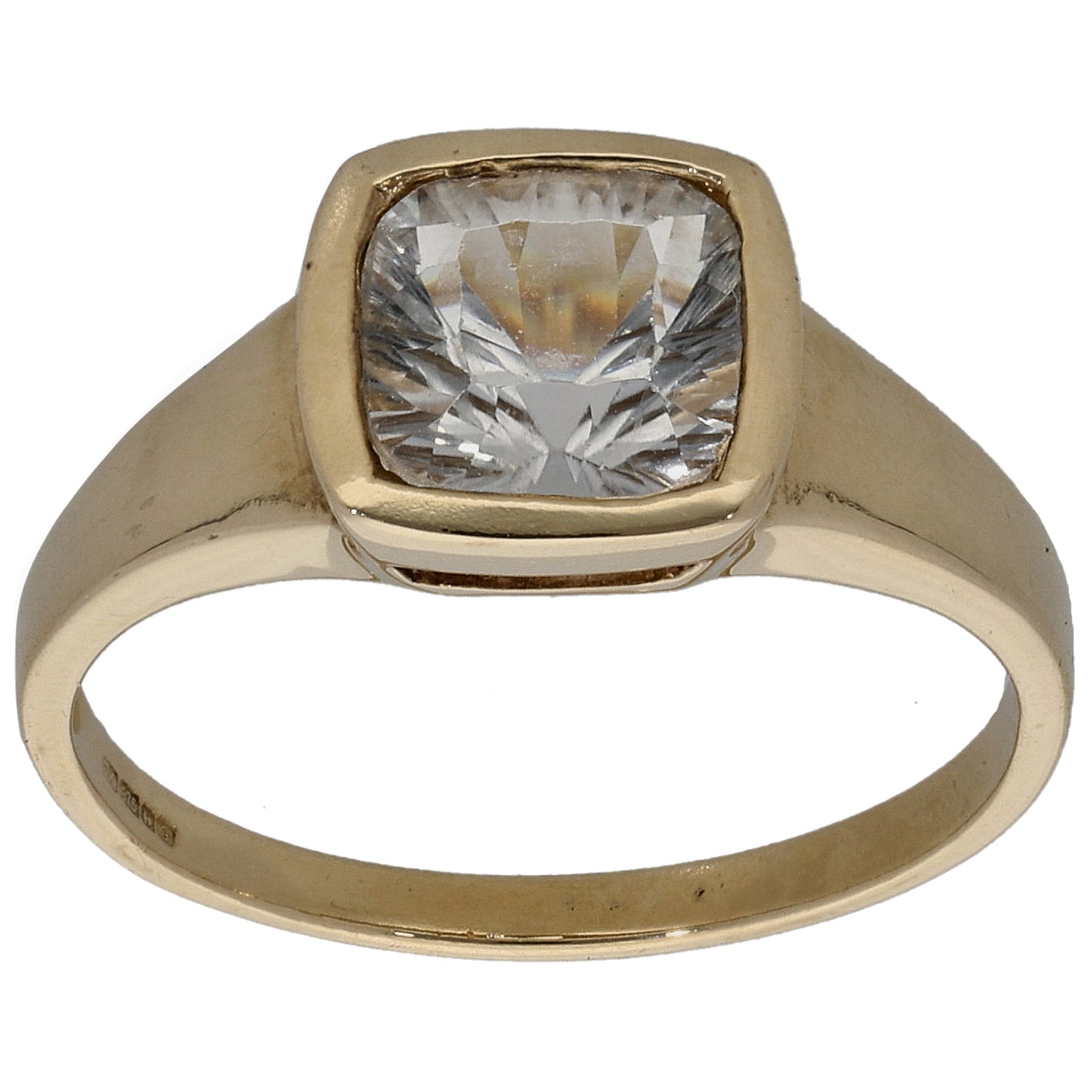 9ct Gold Cubic Zirconia Single Stone Ring Size N