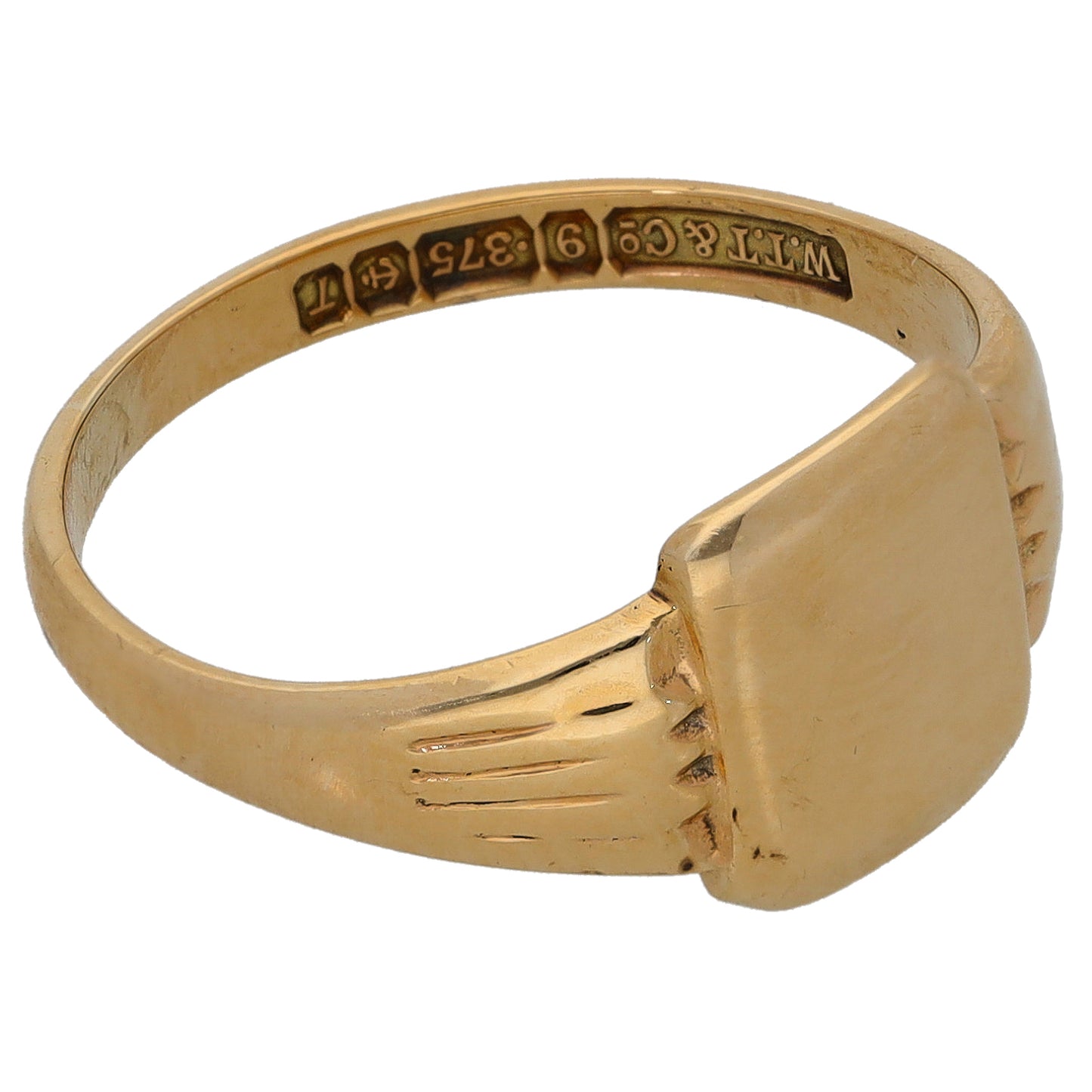 9ct Gold Patterned Signet Ring Size O