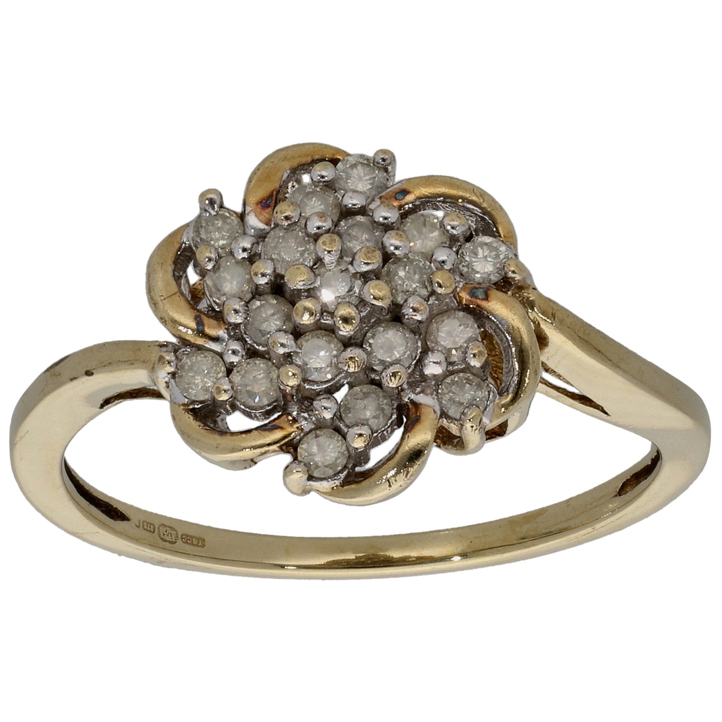9ct Gold 0.19ct Diamond Cluster Ring Size P