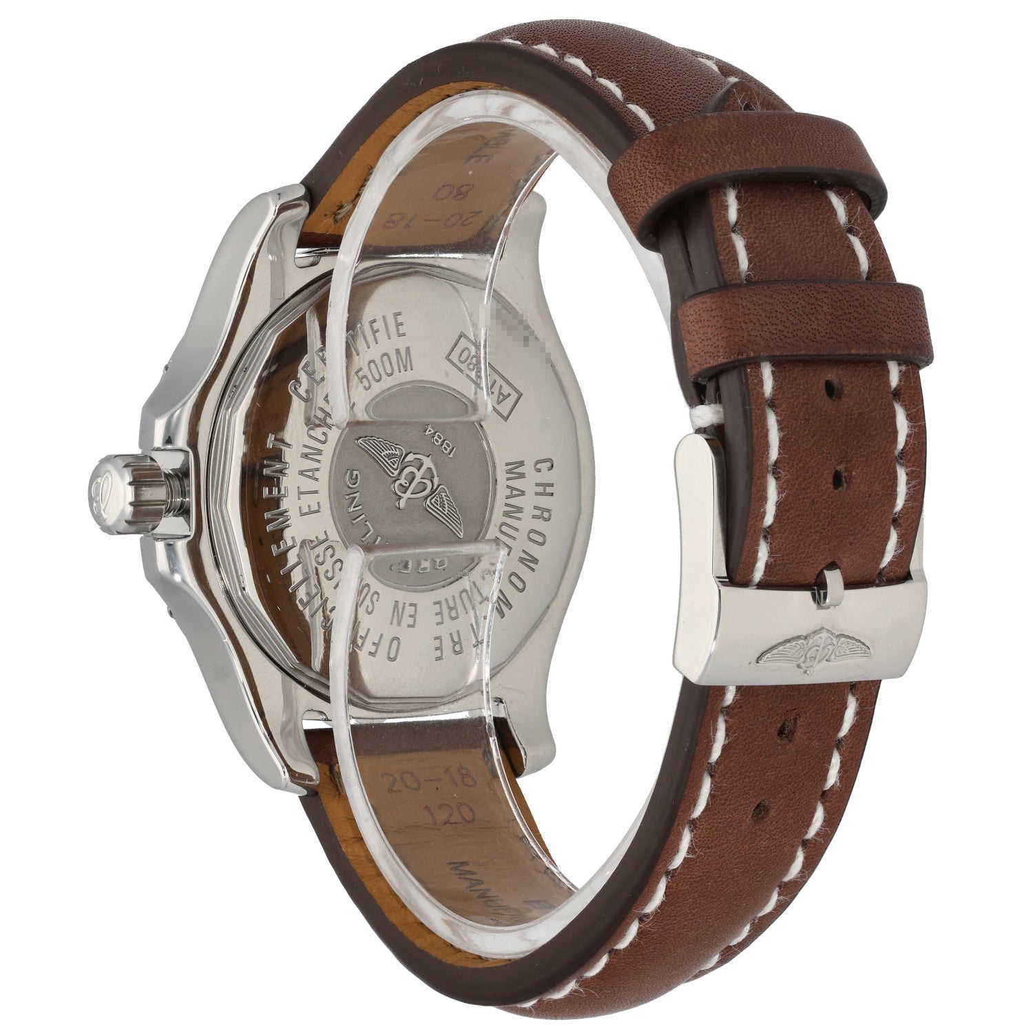 Breitling Colt A17380, white, dial, stainless steel, brown leather strap