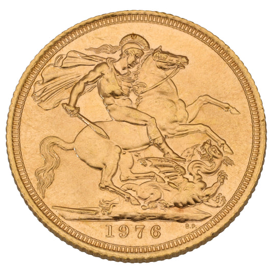 22ct Gold Queen Elizabeth II Full Sovereign Coin 1976