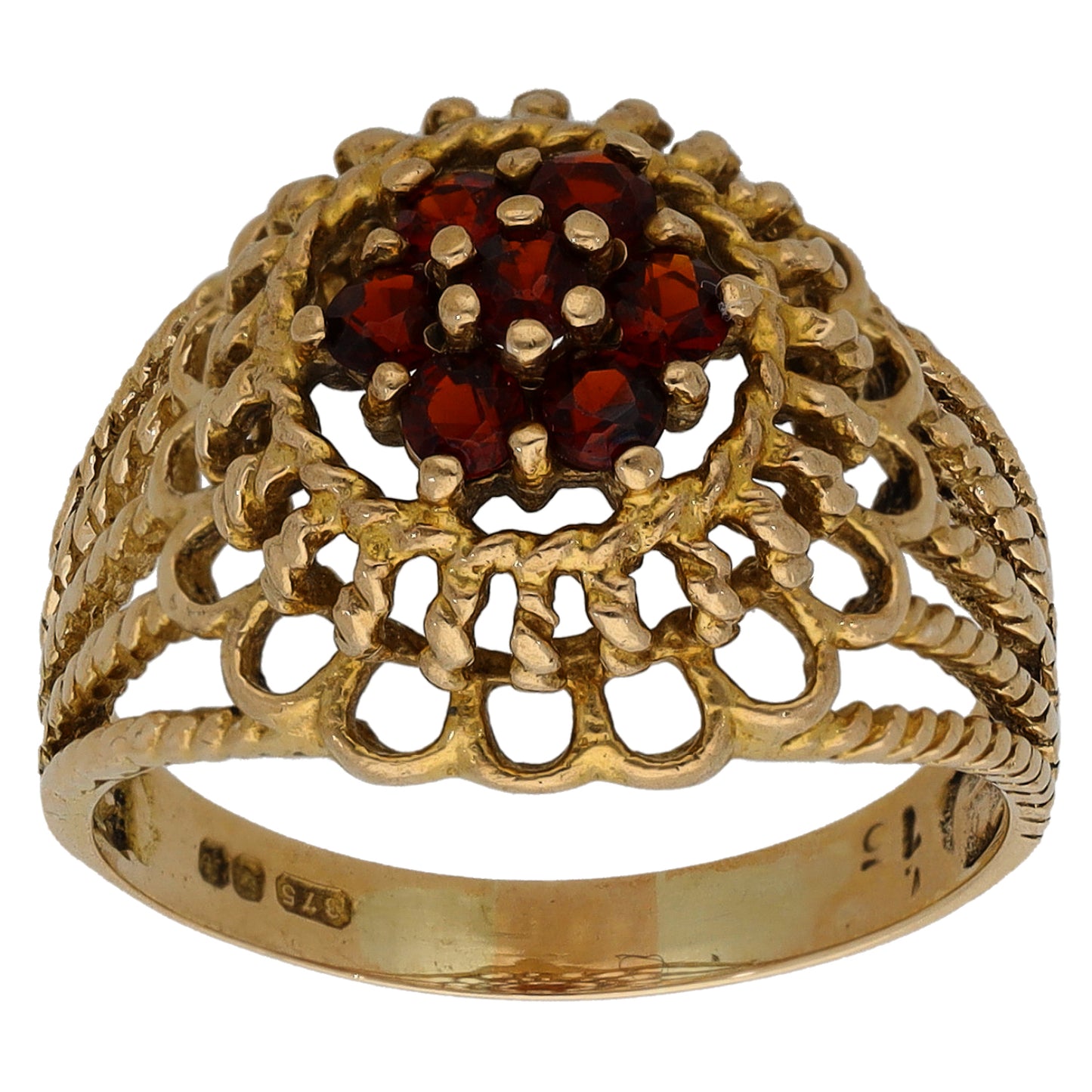 9ct Gold Garnet Dress/Cocktail Ring Size O