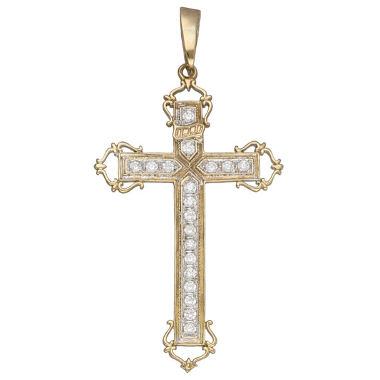9ct Gold Cubic Zirconia Cross Pendant