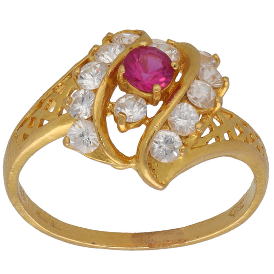22ct Gold Cubic Zirconia Dress/Cocktail Ring Size O