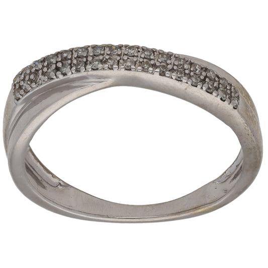 9ct White Gold 0.10ct Diamond Half Eternity Ring Size M