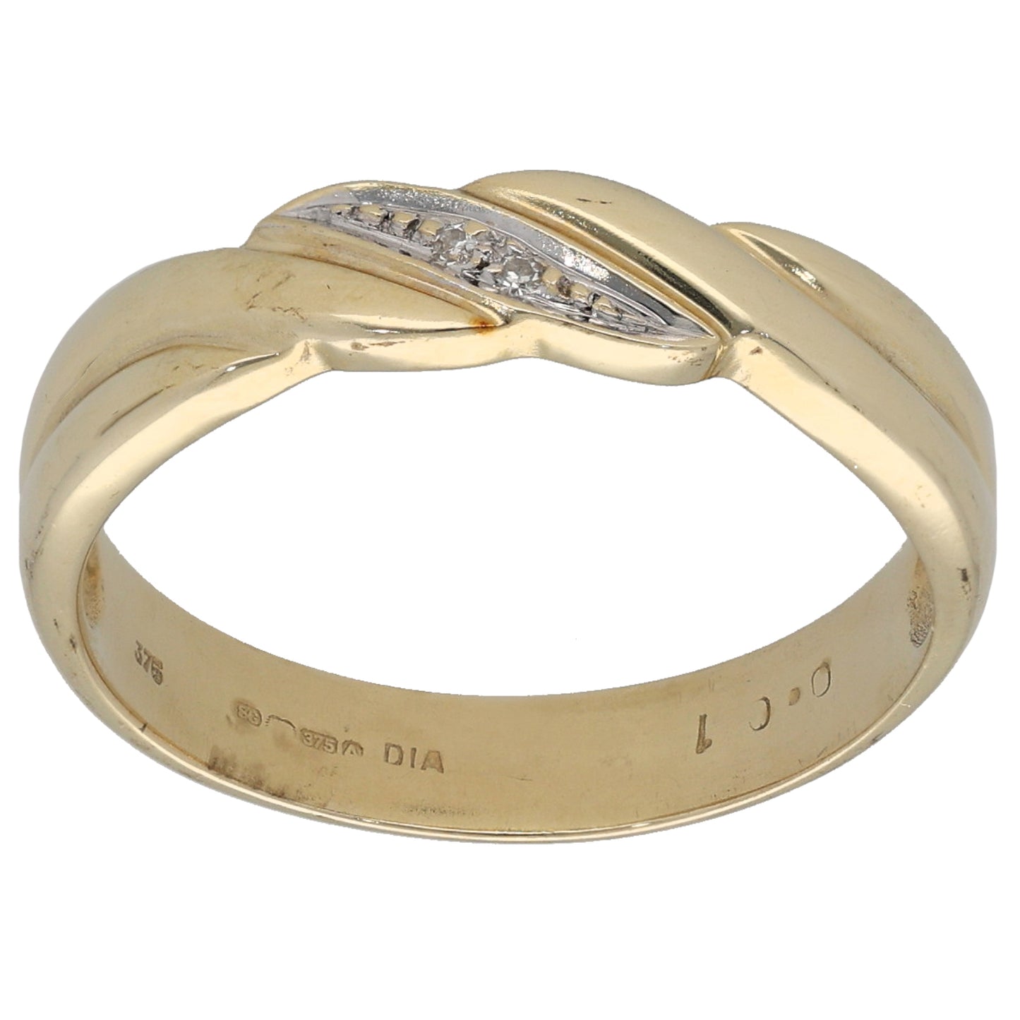 9ct Gold 0.01ct Diamond Alternative Ring Size P