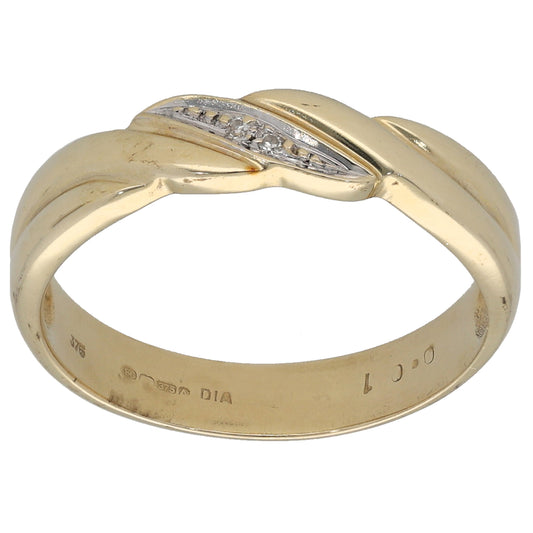 9ct Gold 0.01ct Diamond Alternative Ring Size P