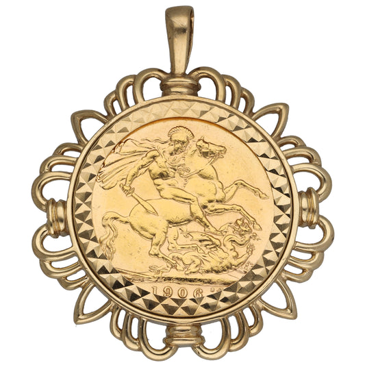 9ct Gold Full Sovereign Coin Pendant