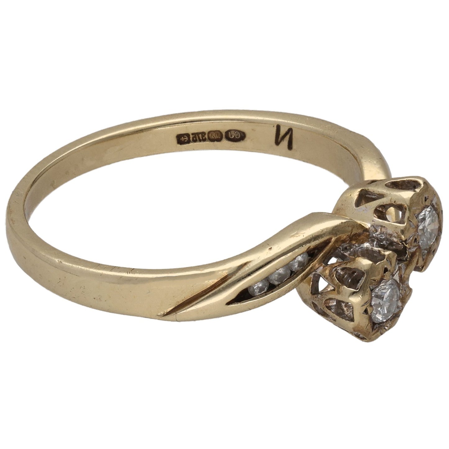 9ct Gold 0.14ct Diamond Dress/Cocktail Ring Size P