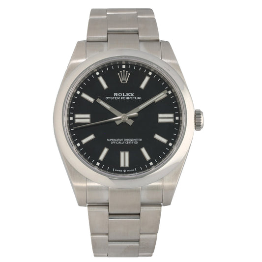 Rolex Oyster Perpetual 124300,  black dial in stainless steel case and bracelet