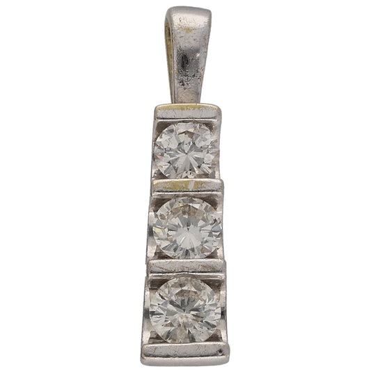 9ct White Gold 0.50ct Diamond Three Stone Pendant