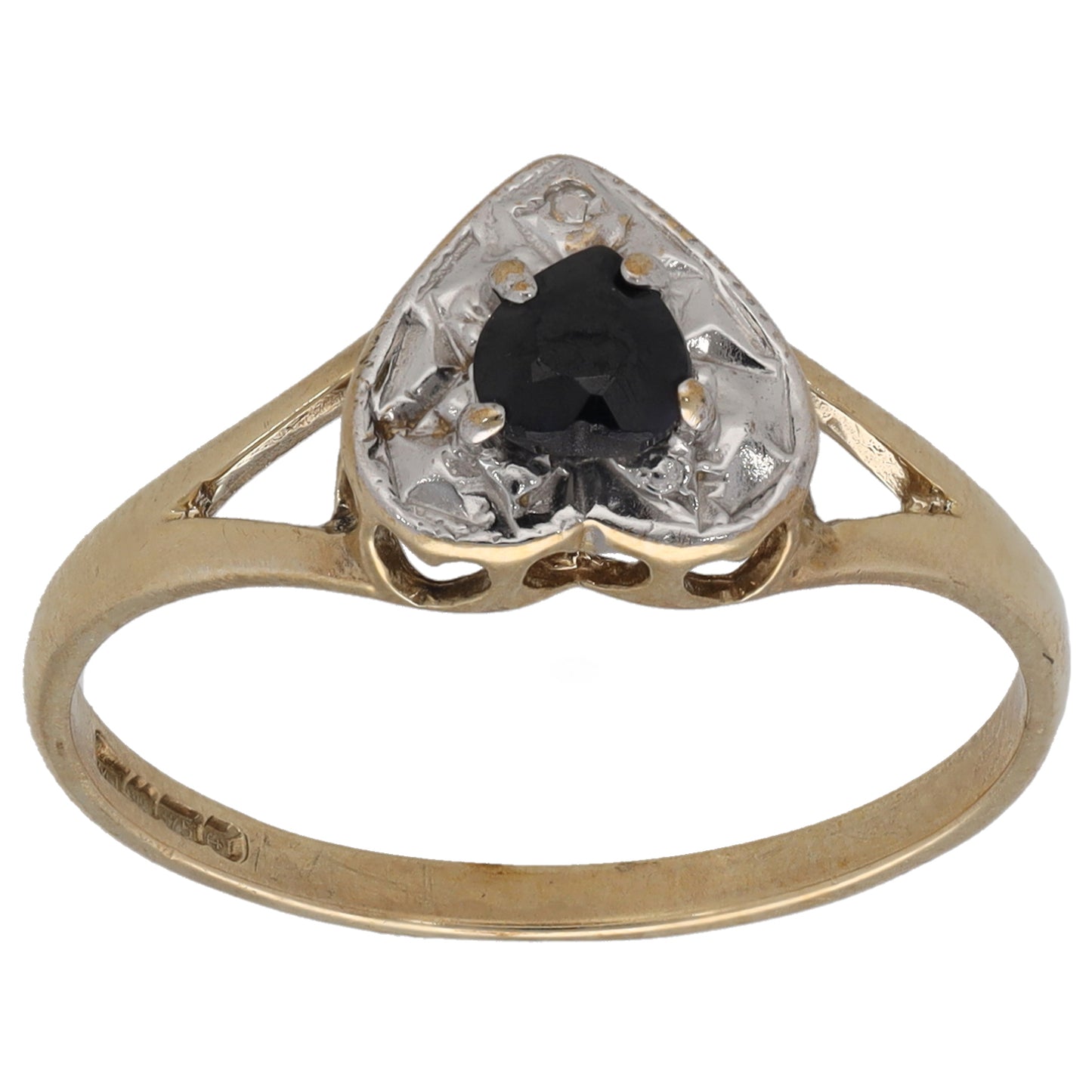 9ct Gold Sapphire & 0.005ct Diamond Dress/Cocktail Ring Size P