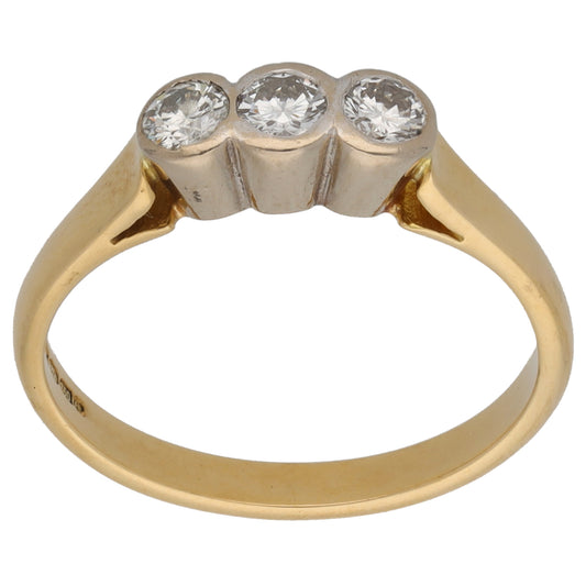 18ct Gold 0.36ct Diamond Trilogy Ring Size N