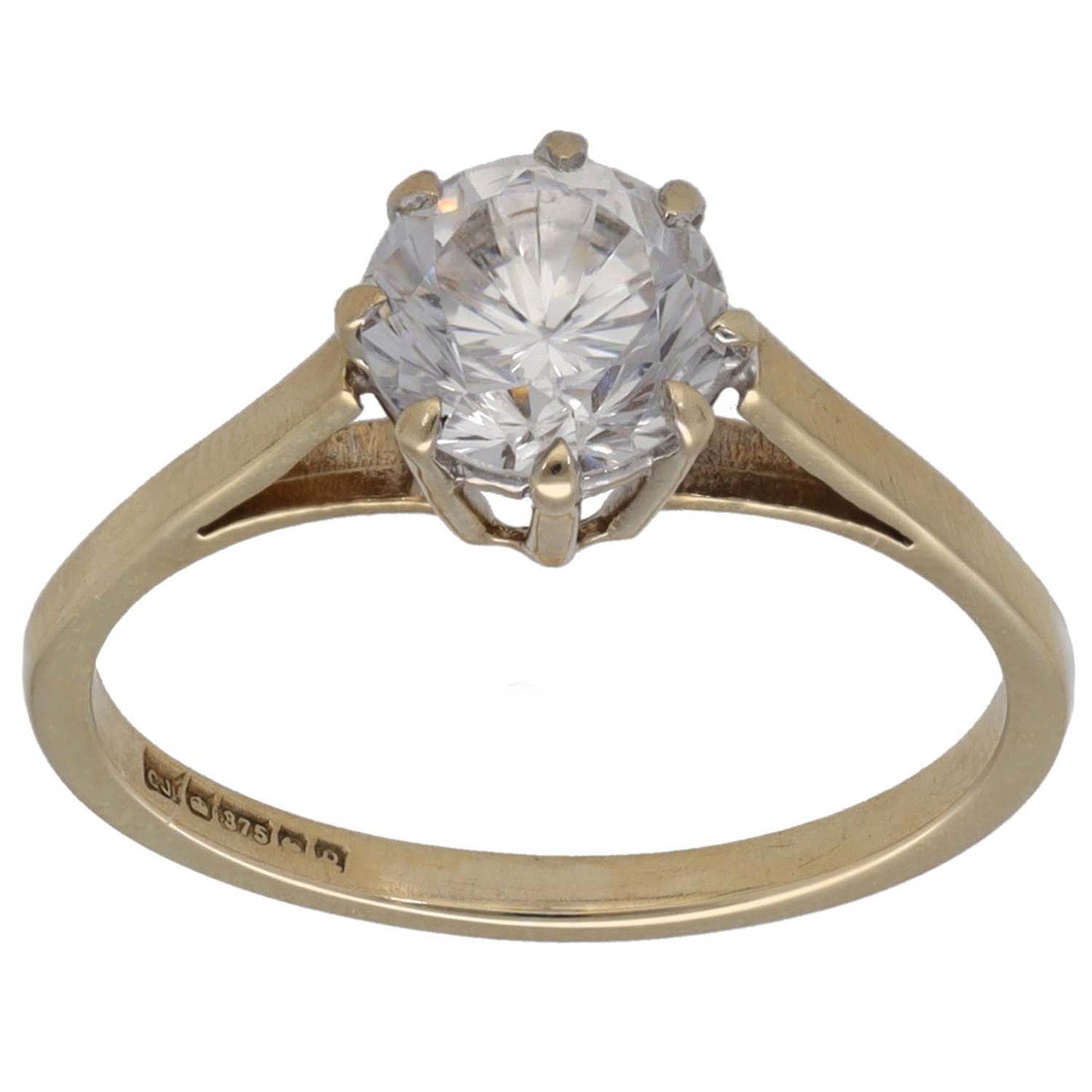 9ct Gold Cubic Zirconia Single Stone Ring Size L