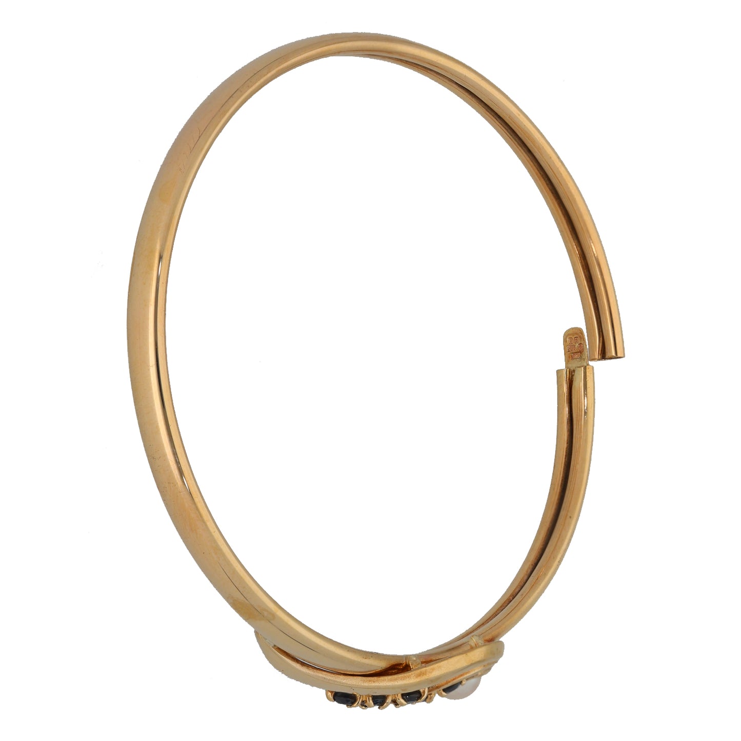 9ct Gold Cultured Pearl & Sapphire Bangle